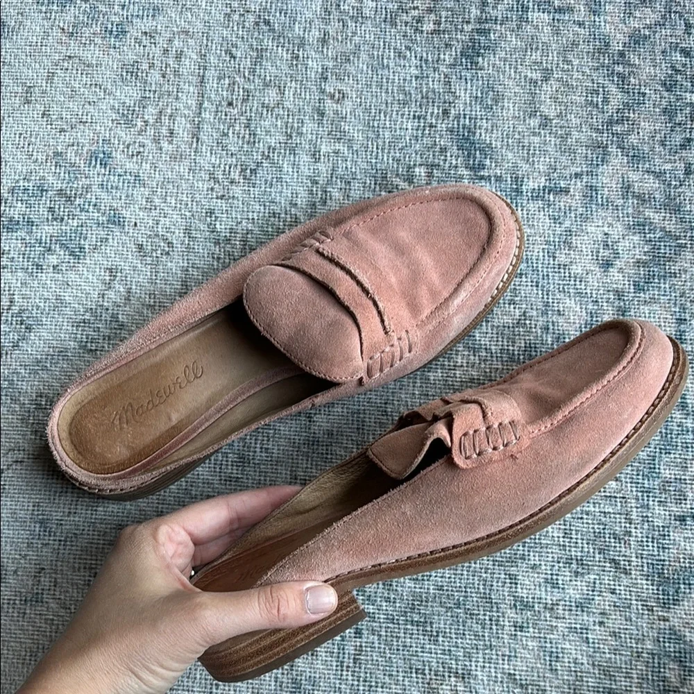 Madewell Dusty Pink Suede Penny Loafer Mules